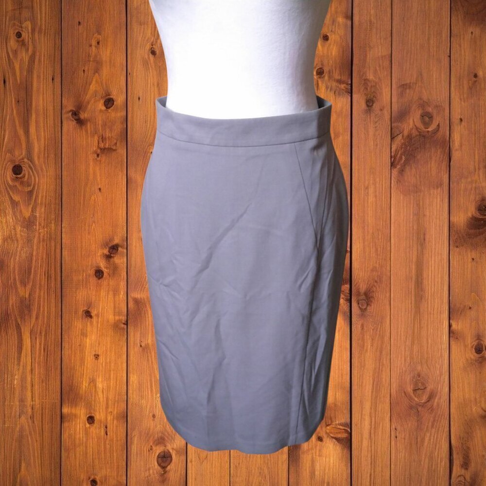 Ann Taylor Size 4 Gray Pencil Straight Skirt Back Pleat Business Office Career